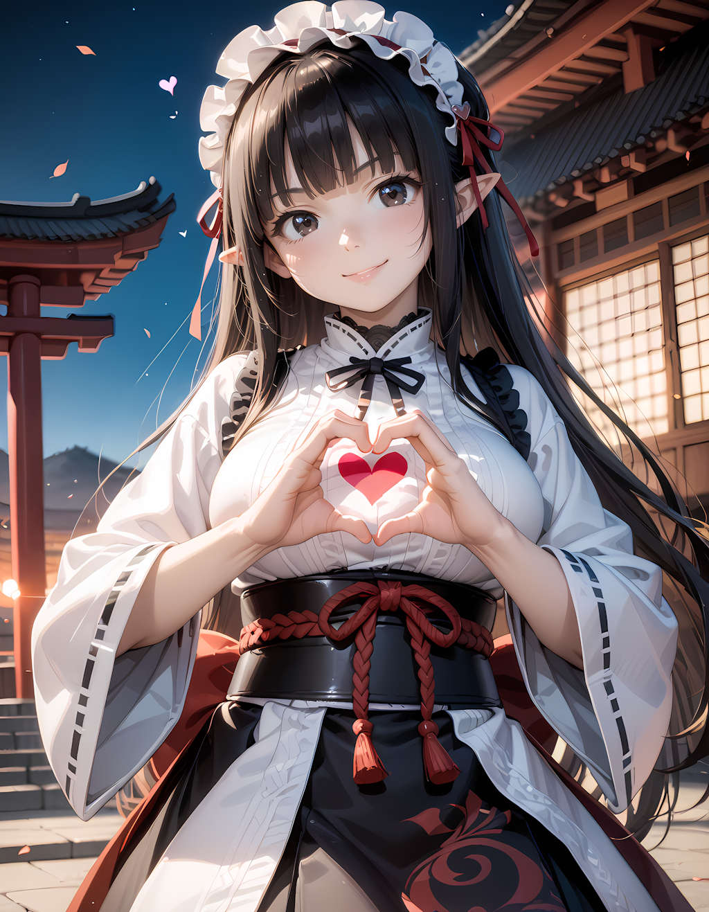 和風黒髪エルフさんの💕ビーム