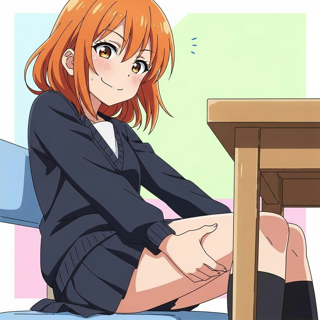 机の角と一般通過女の子