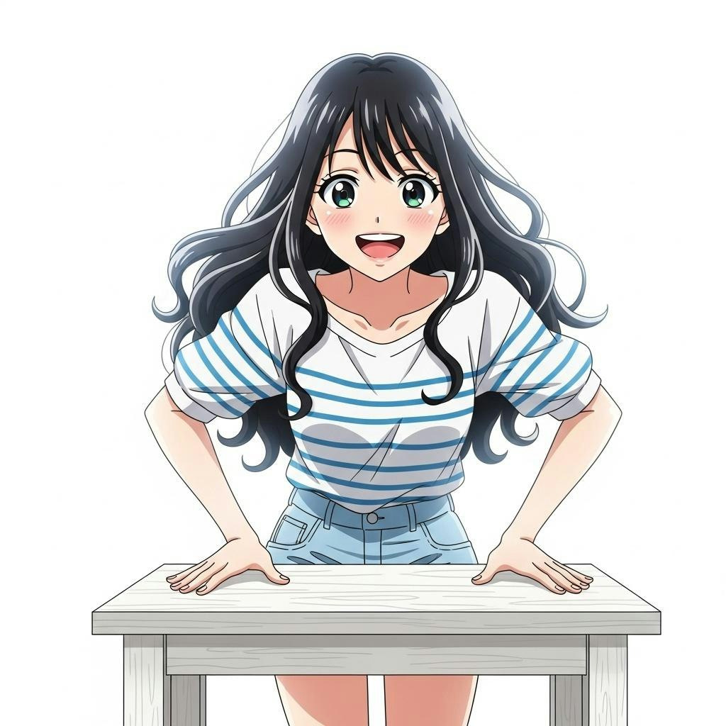 机の角と一般通過女の子