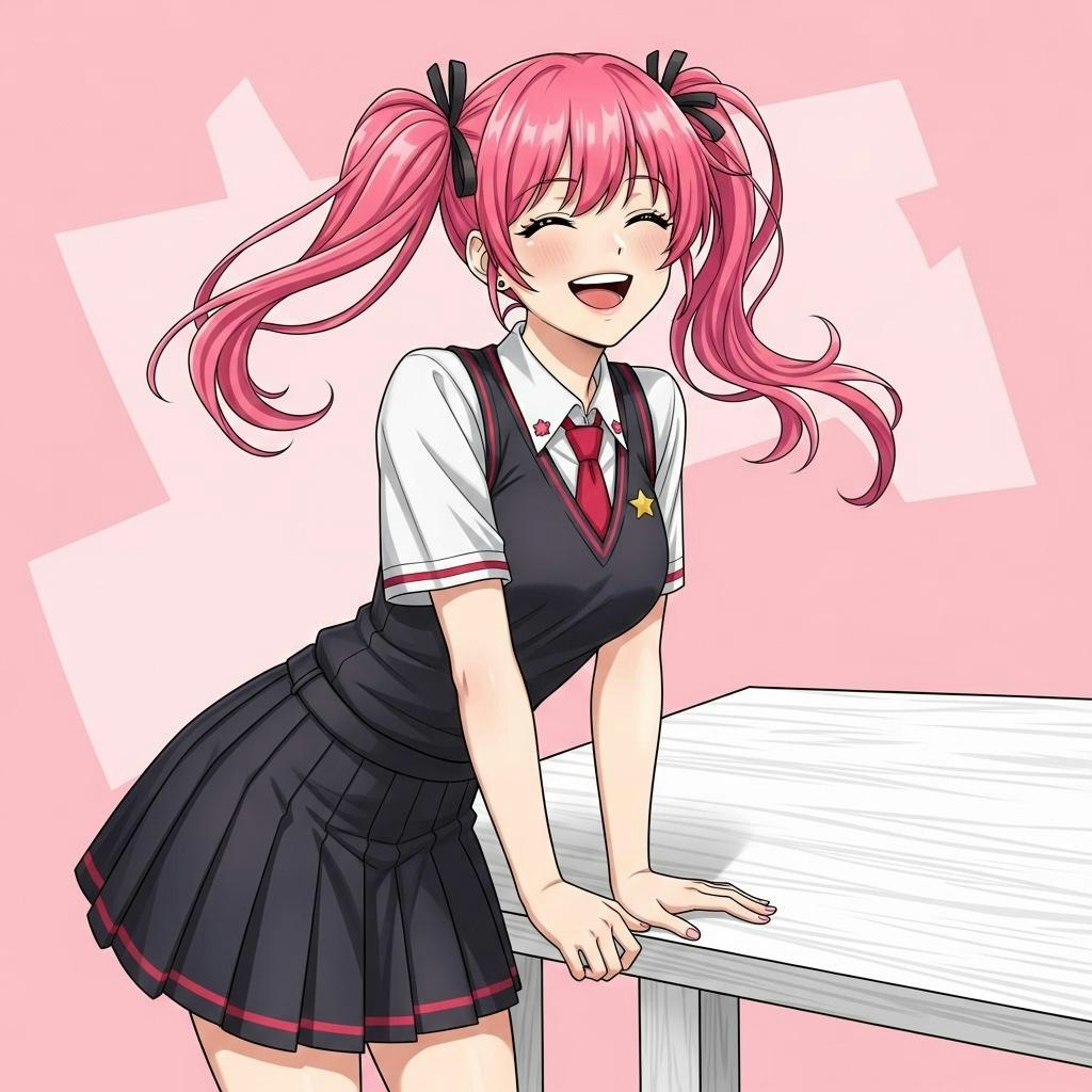 机の角と一般通過女の子