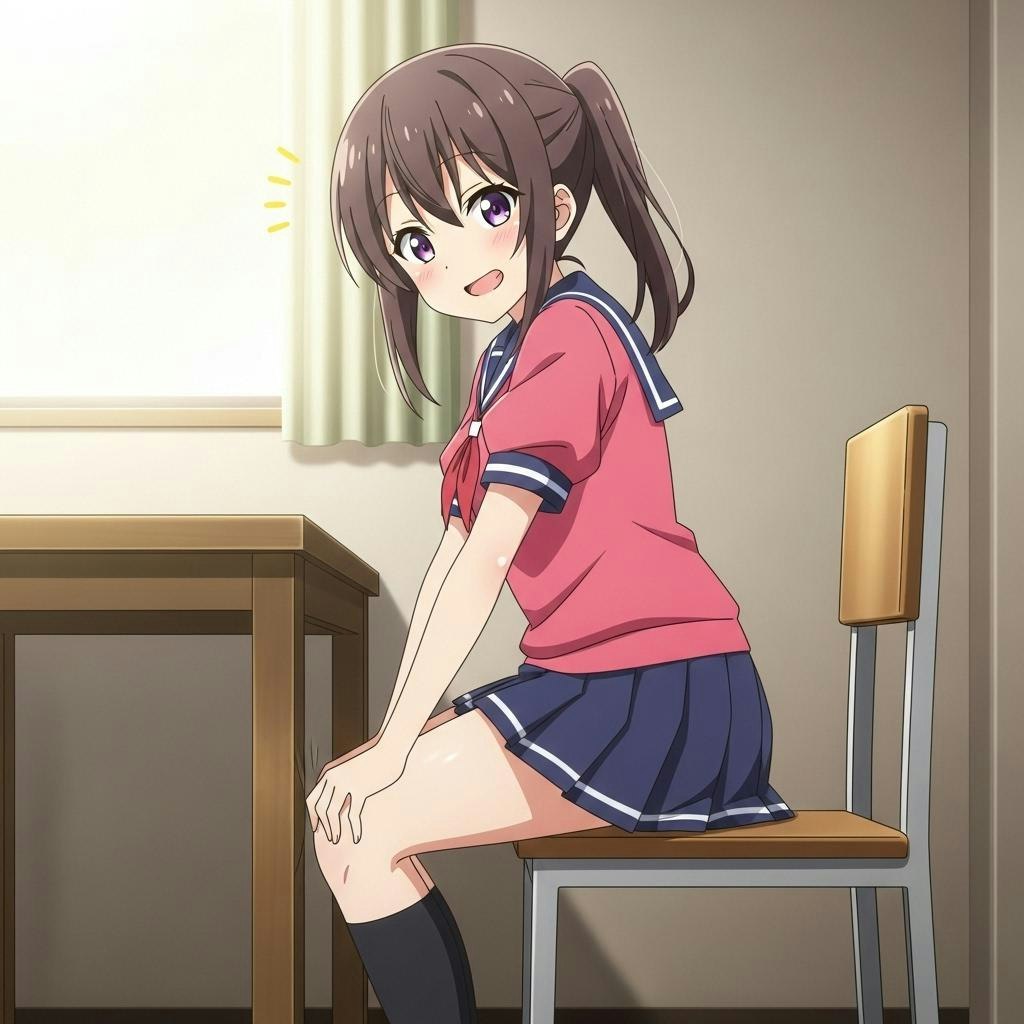 机の角と一般通過女の子