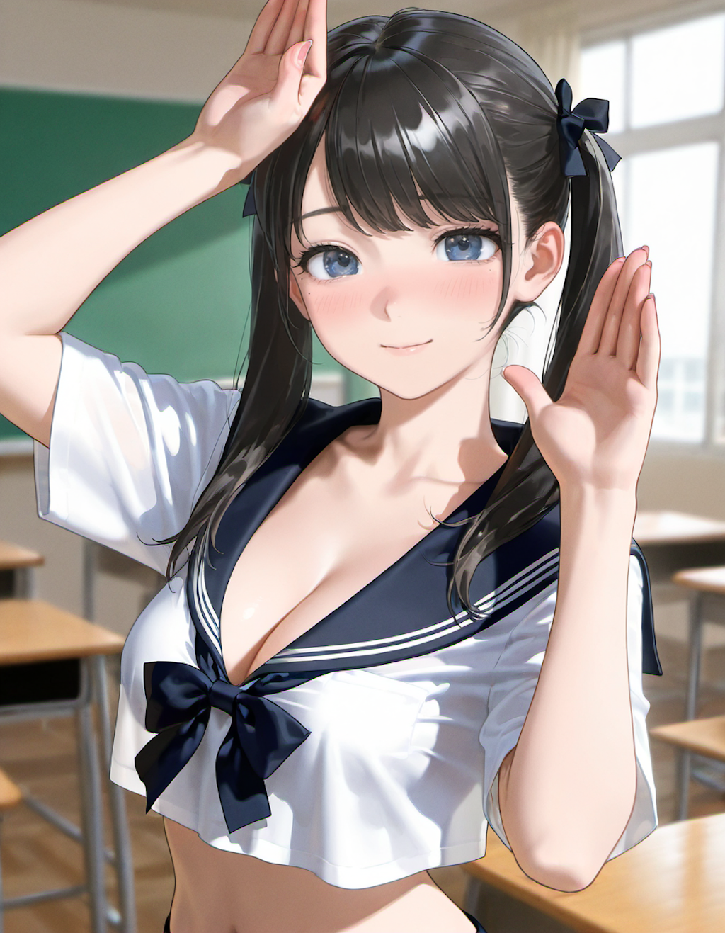 セーラー服でポーズ