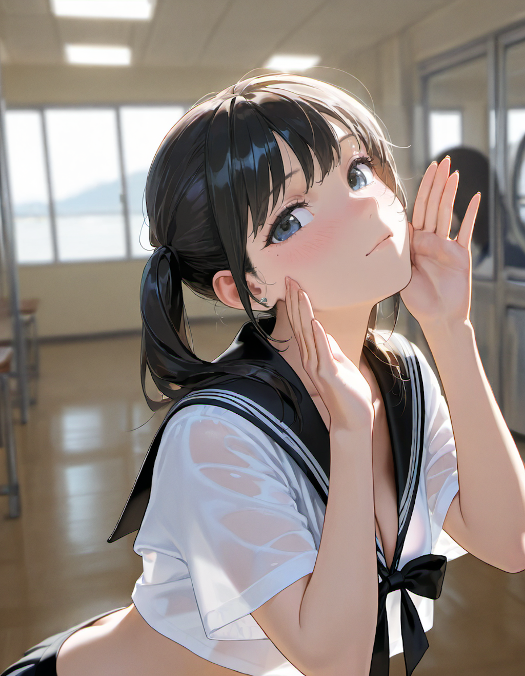 セーラー服でポーズ