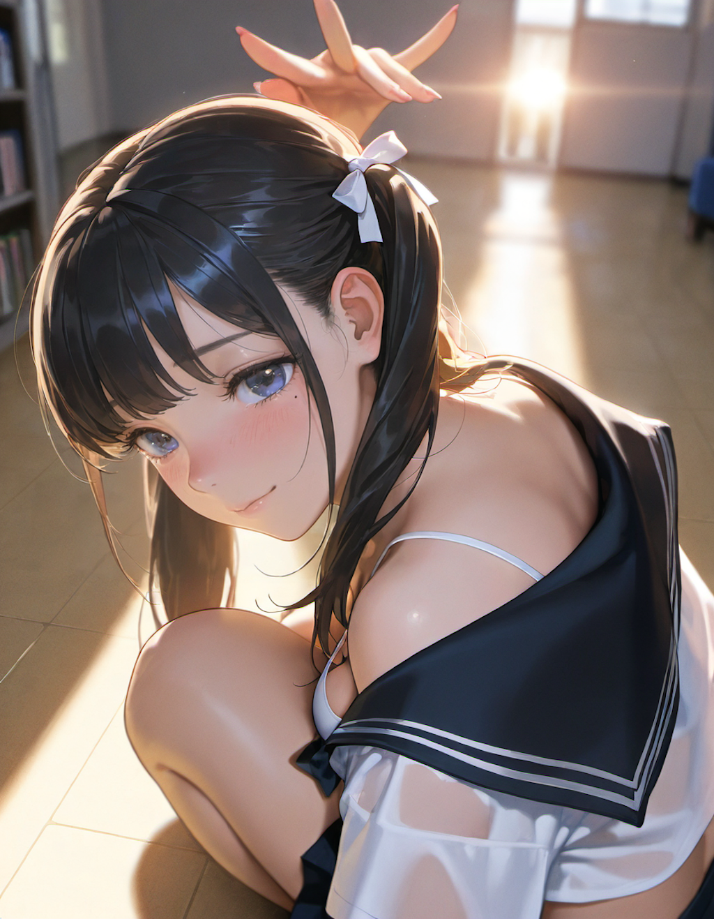 セーラー服でポーズ