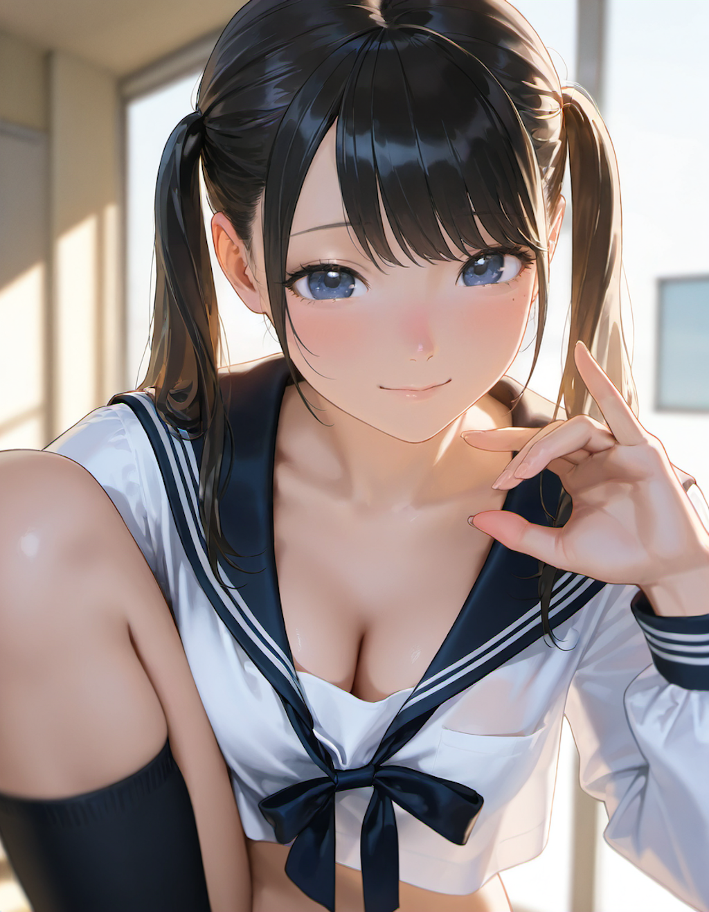 セーラー服でポーズ