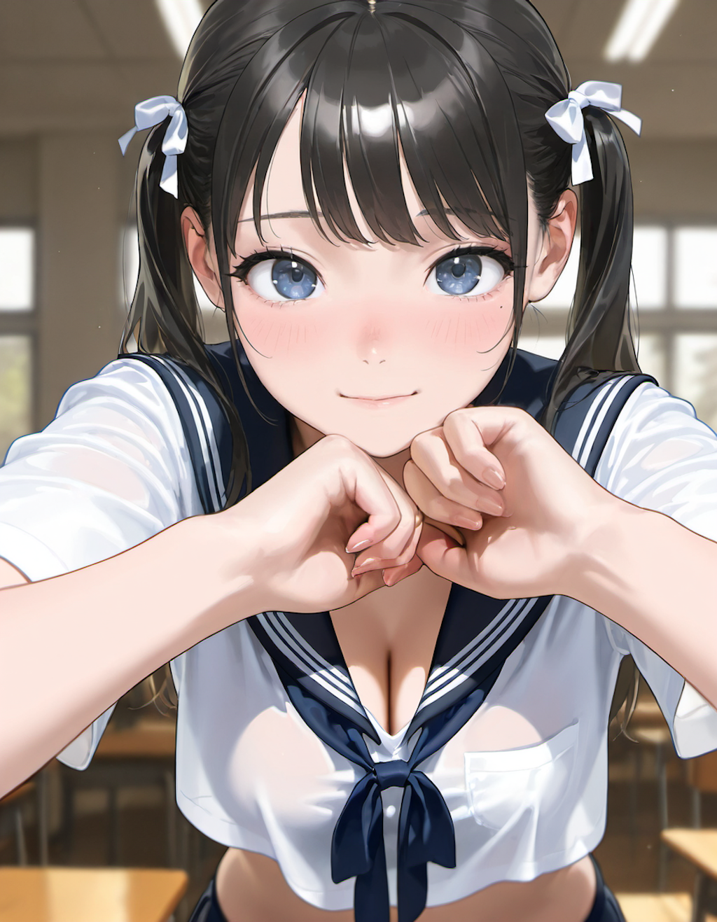 セーラー服でポーズ