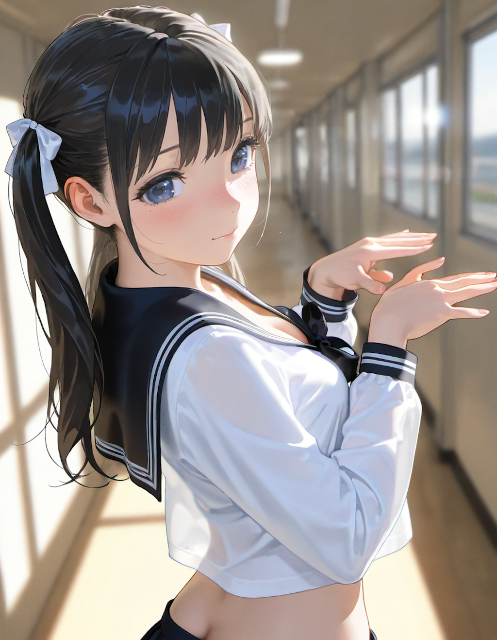 セーラー服でポーズ