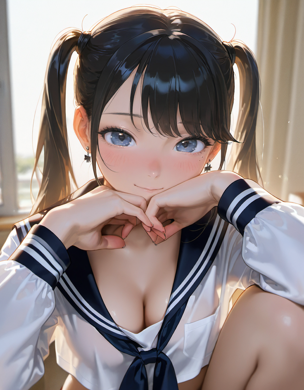 セーラー服でポーズ