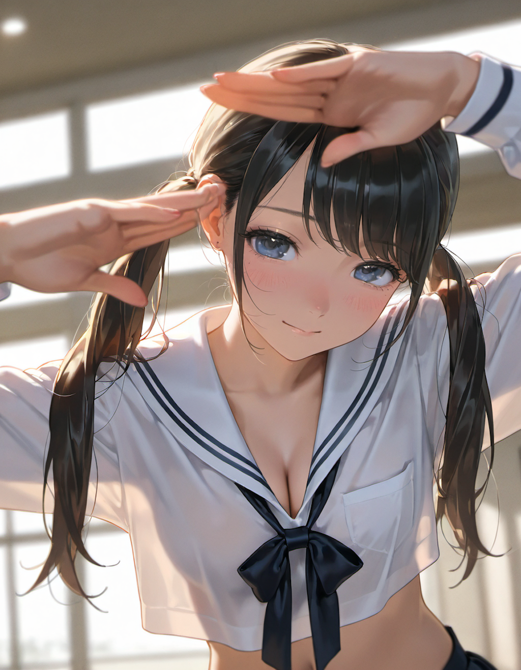 セーラー服でポーズ