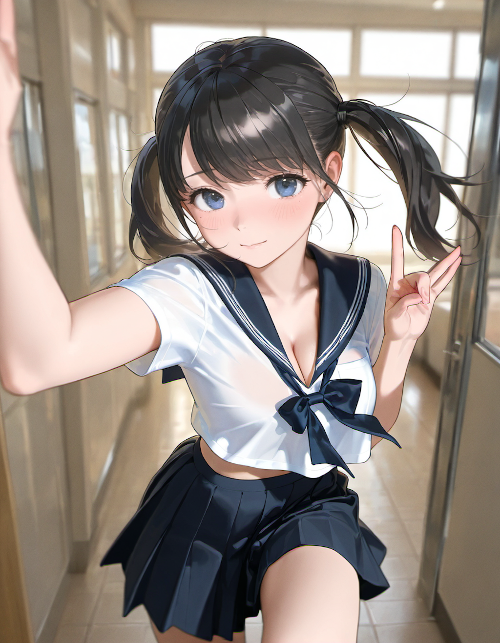 セーラー服でポーズ