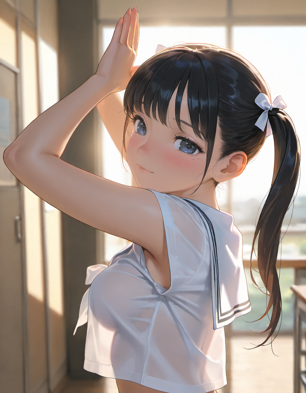 セーラー服でポーズ