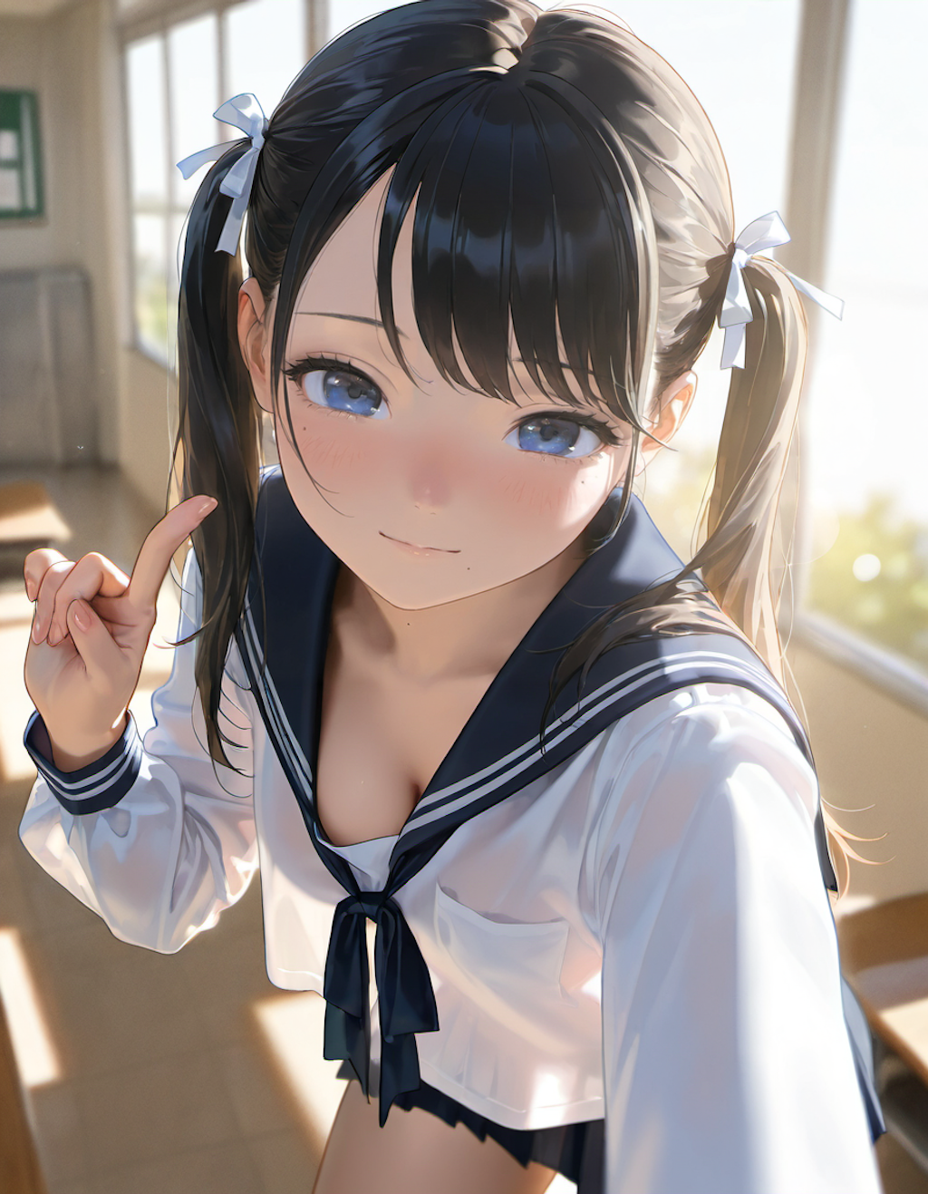 セーラー服でポーズ