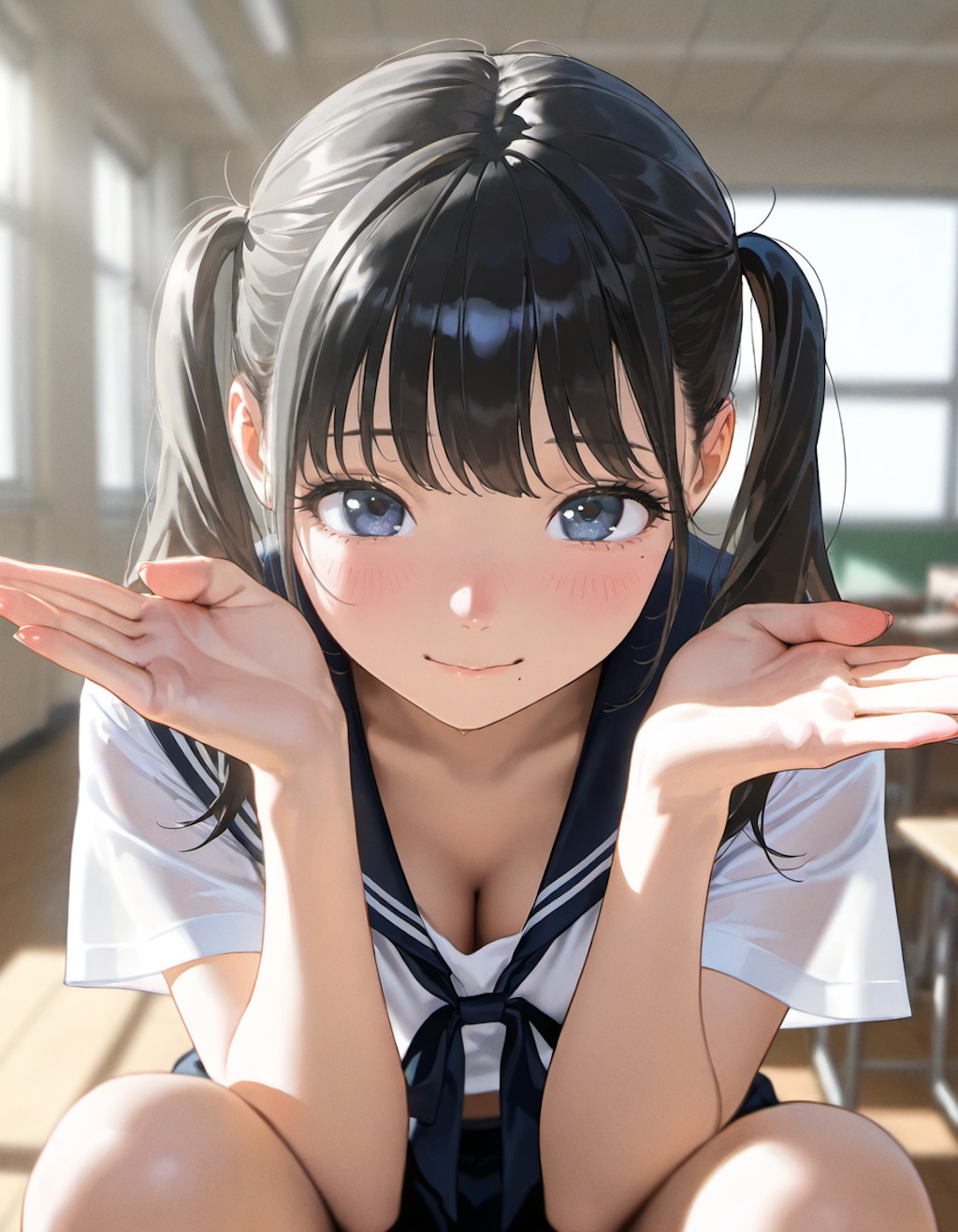 セーラー服でポーズ
