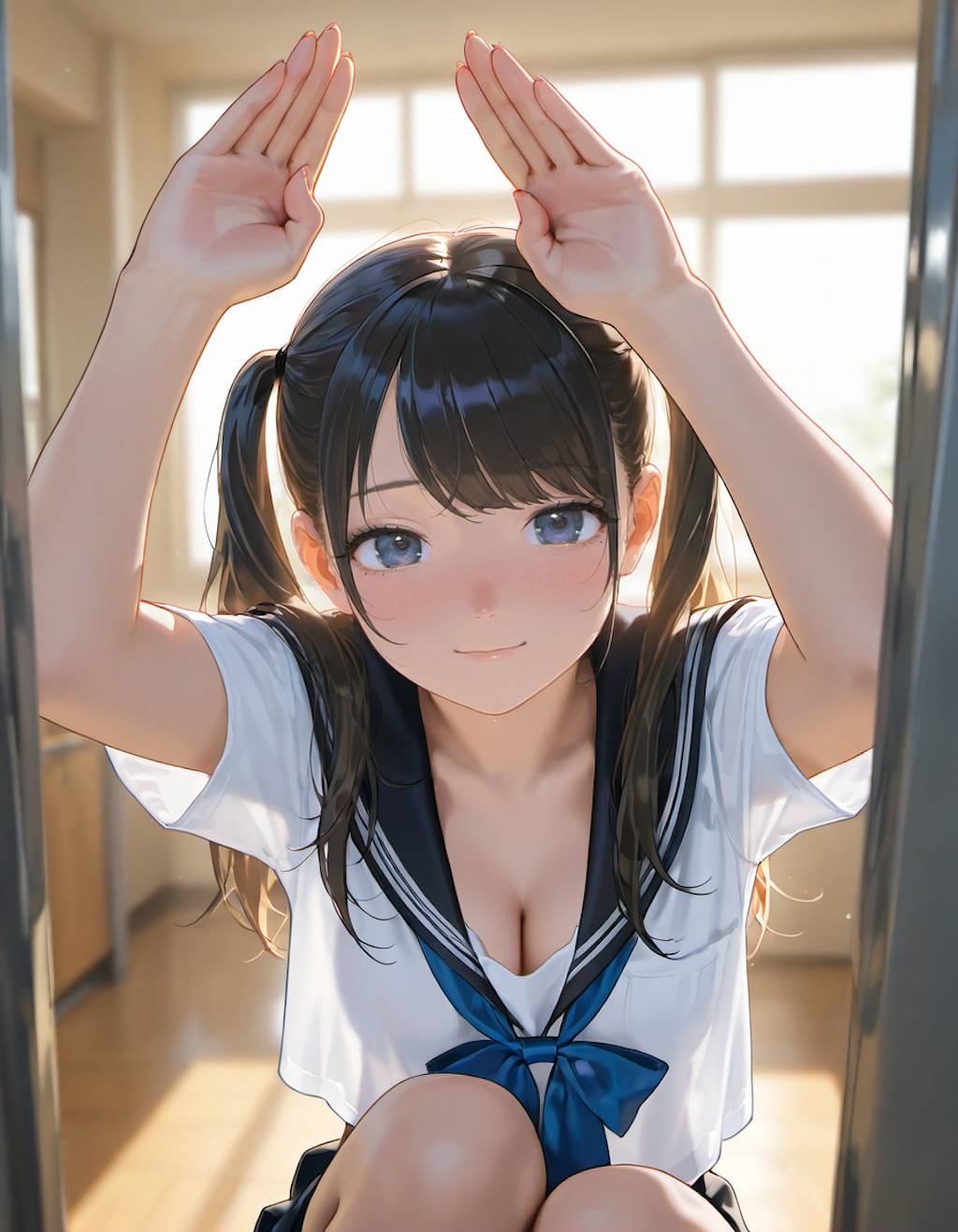 セーラー服でポーズ