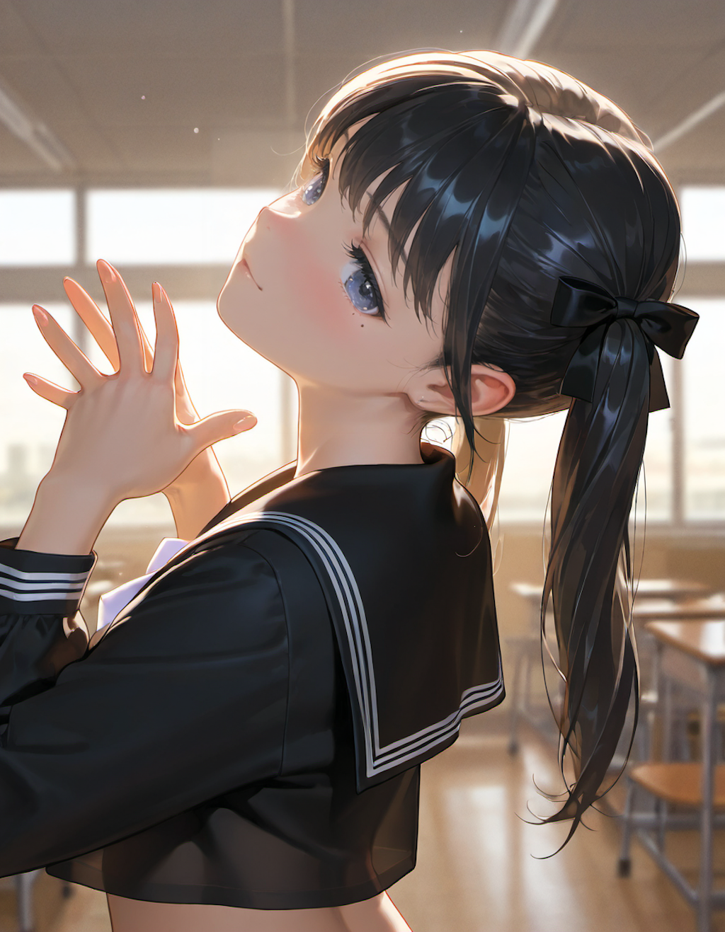 セーラー服でポーズ