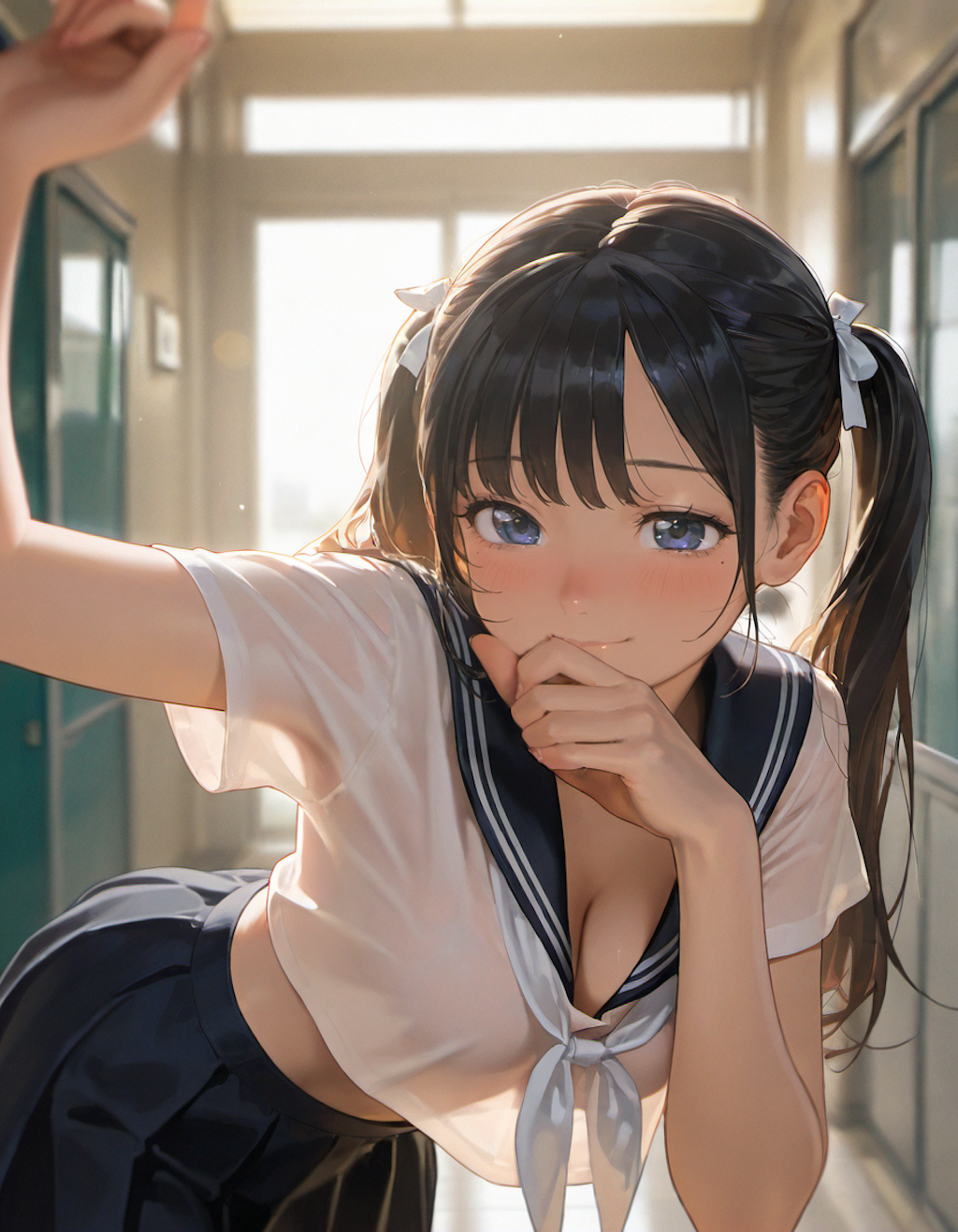 セーラー服でポーズ