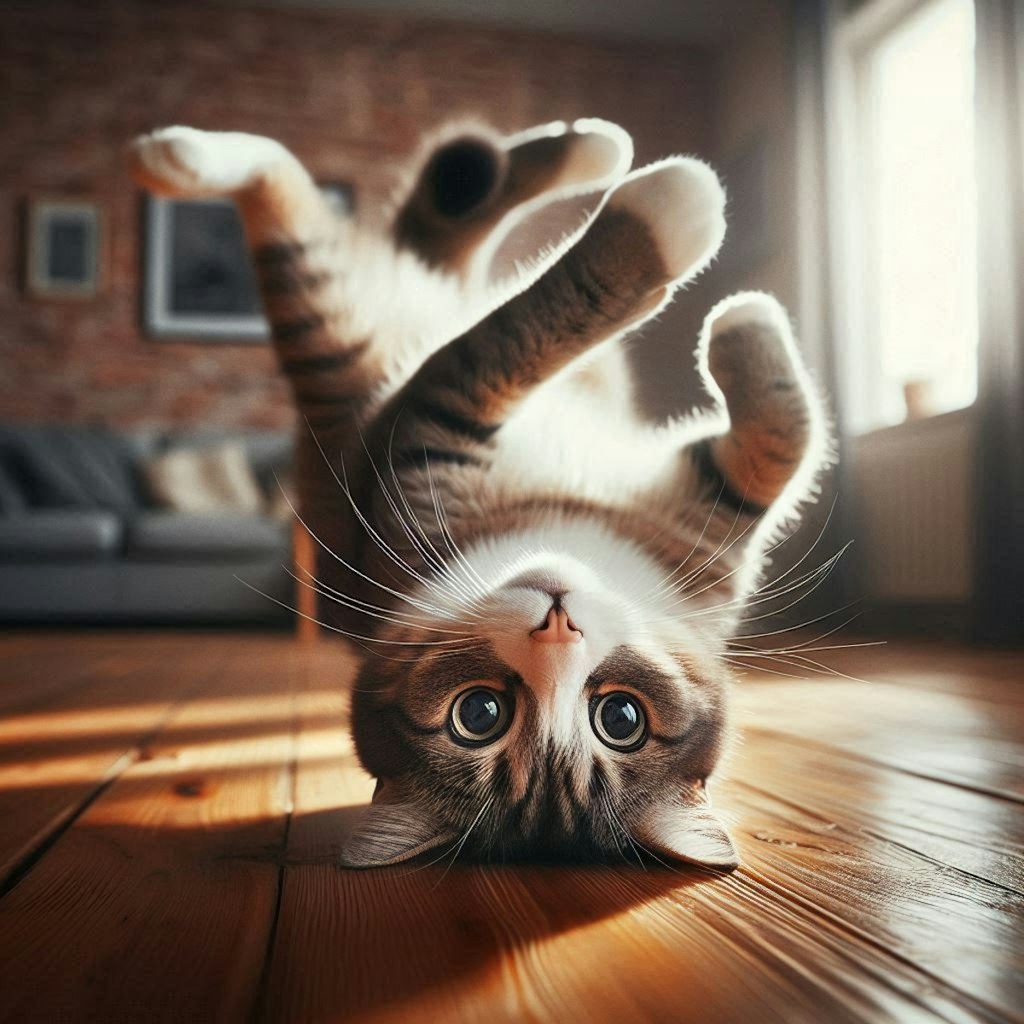 逆さ吊りの猫