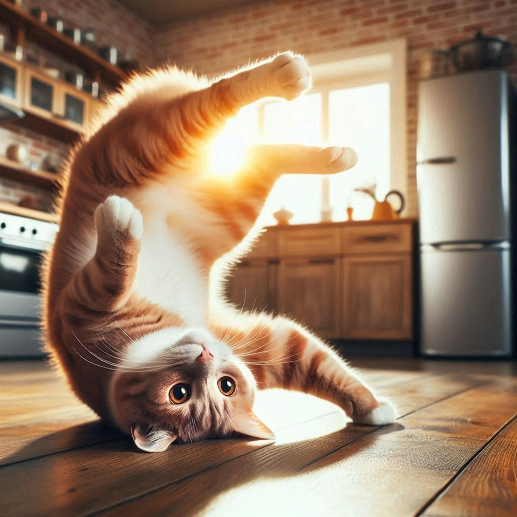 逆さ吊りの猫