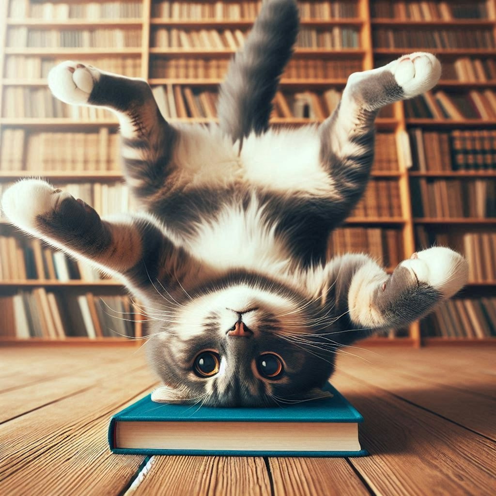 逆さ吊りの猫