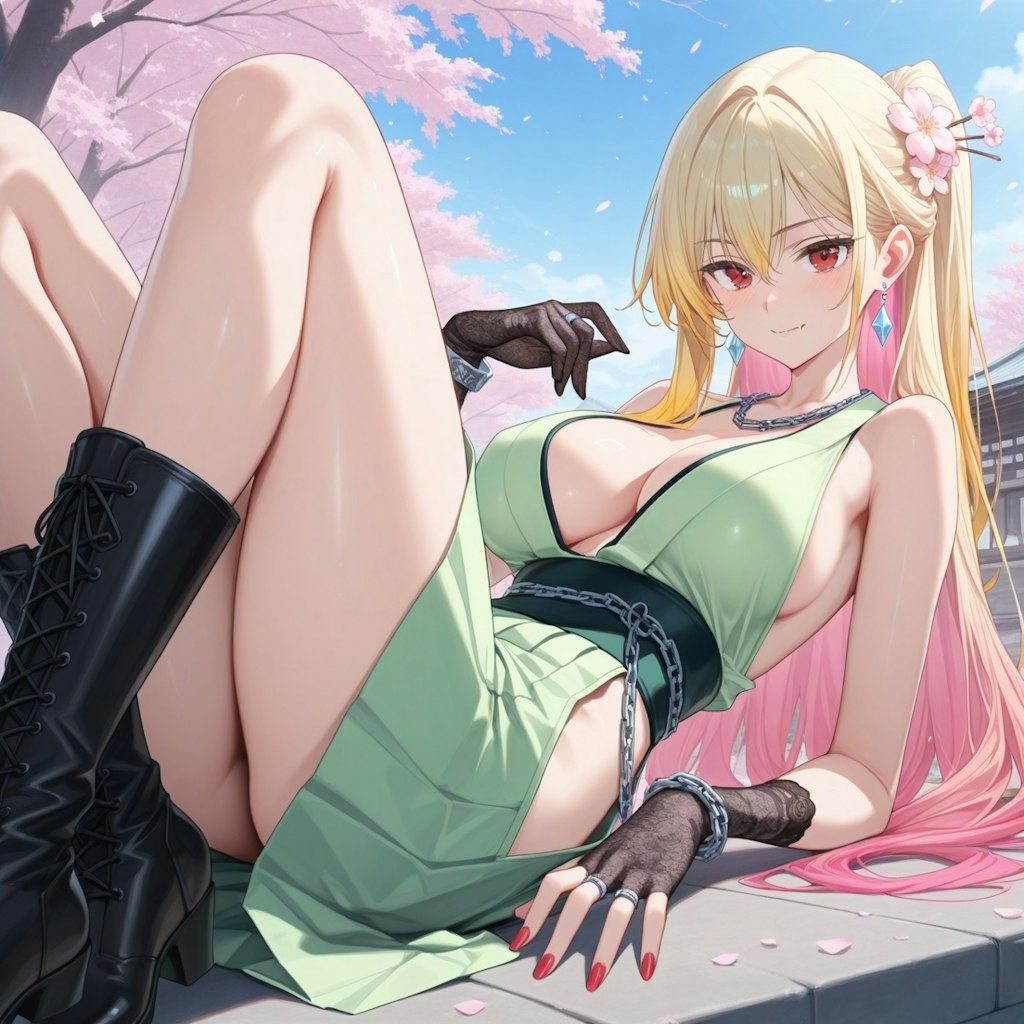 桜と和装