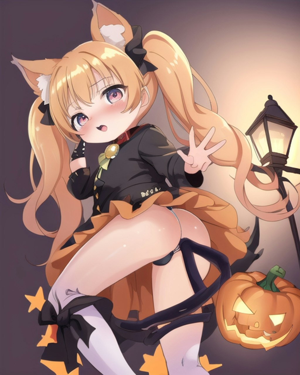 ハロウィンと猫耳ツインテールの女の子 03