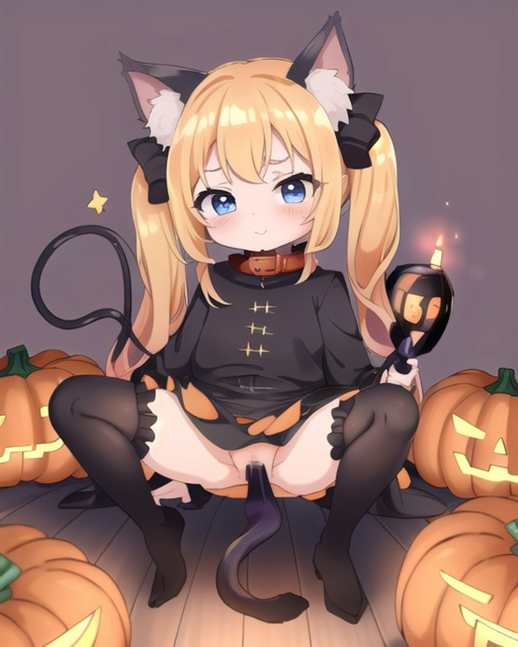 ハロウィンと猫耳ツインテールの女の子 03