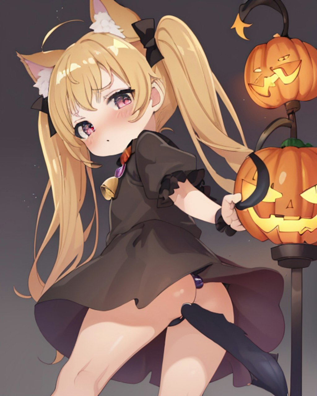 ハロウィンと猫耳ツインテールの女の子 03