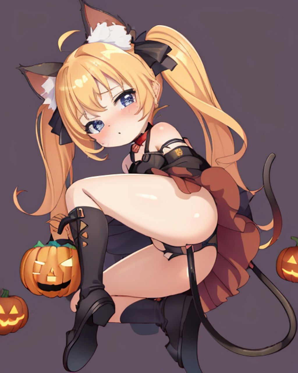 ハロウィンと猫耳ツインテールの女の子 03