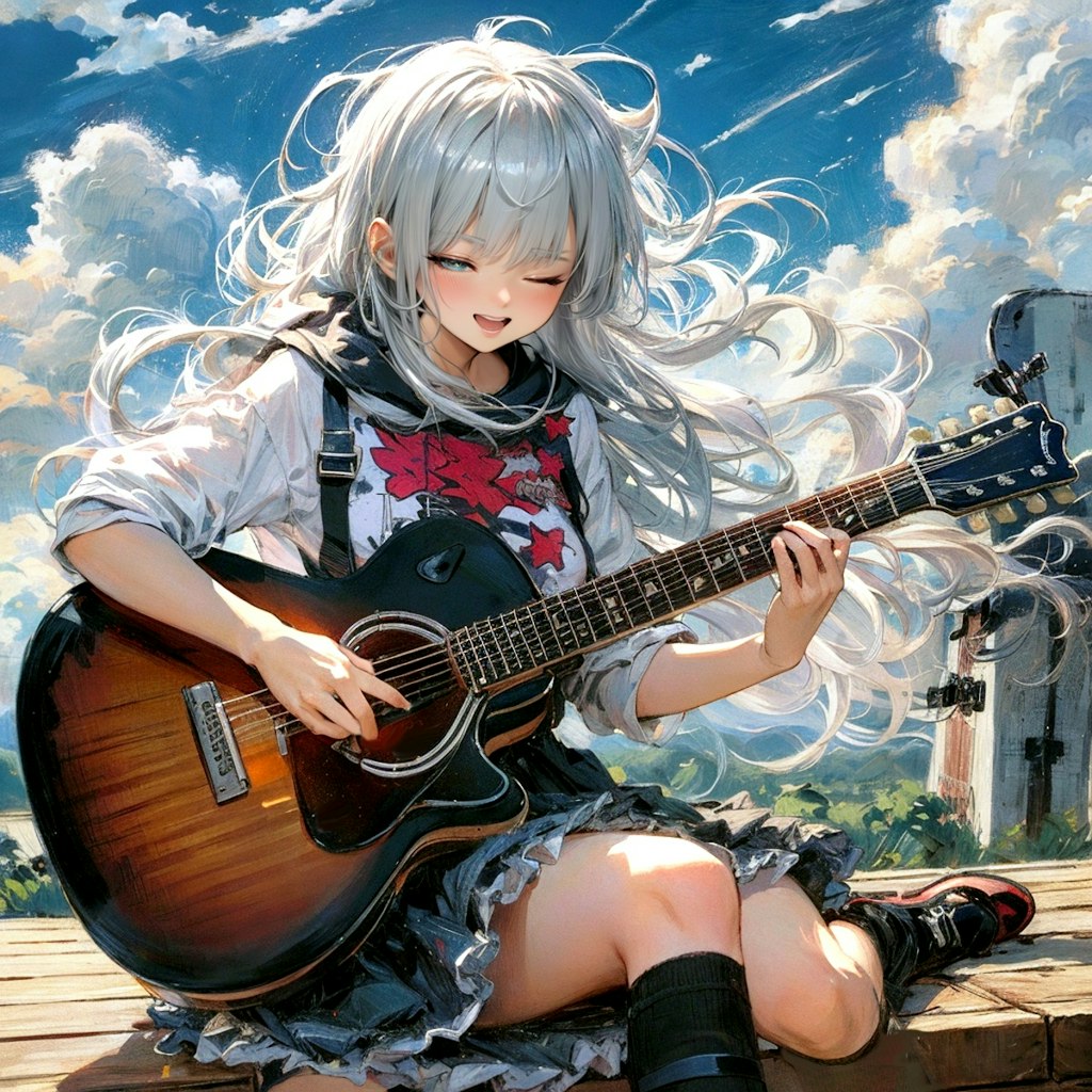 ギターを弾く少女⑩