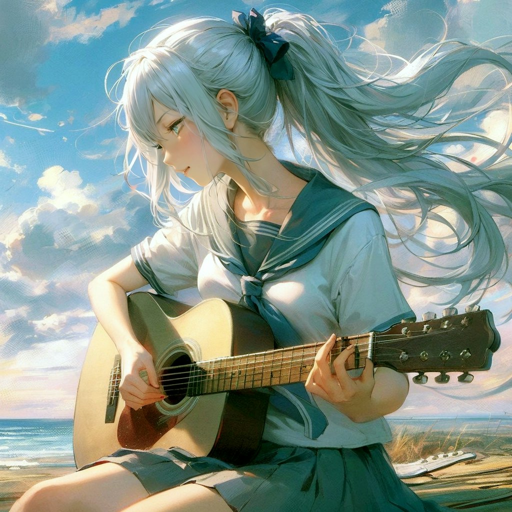 ギターを弾く少女⑩