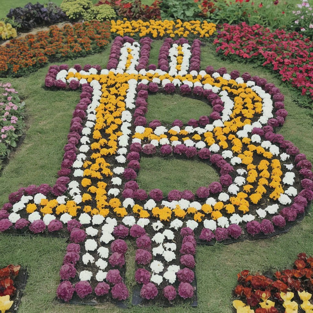 ビットコインの形の花畑