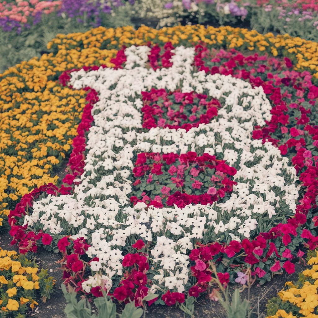 ビットコインの形の花畑