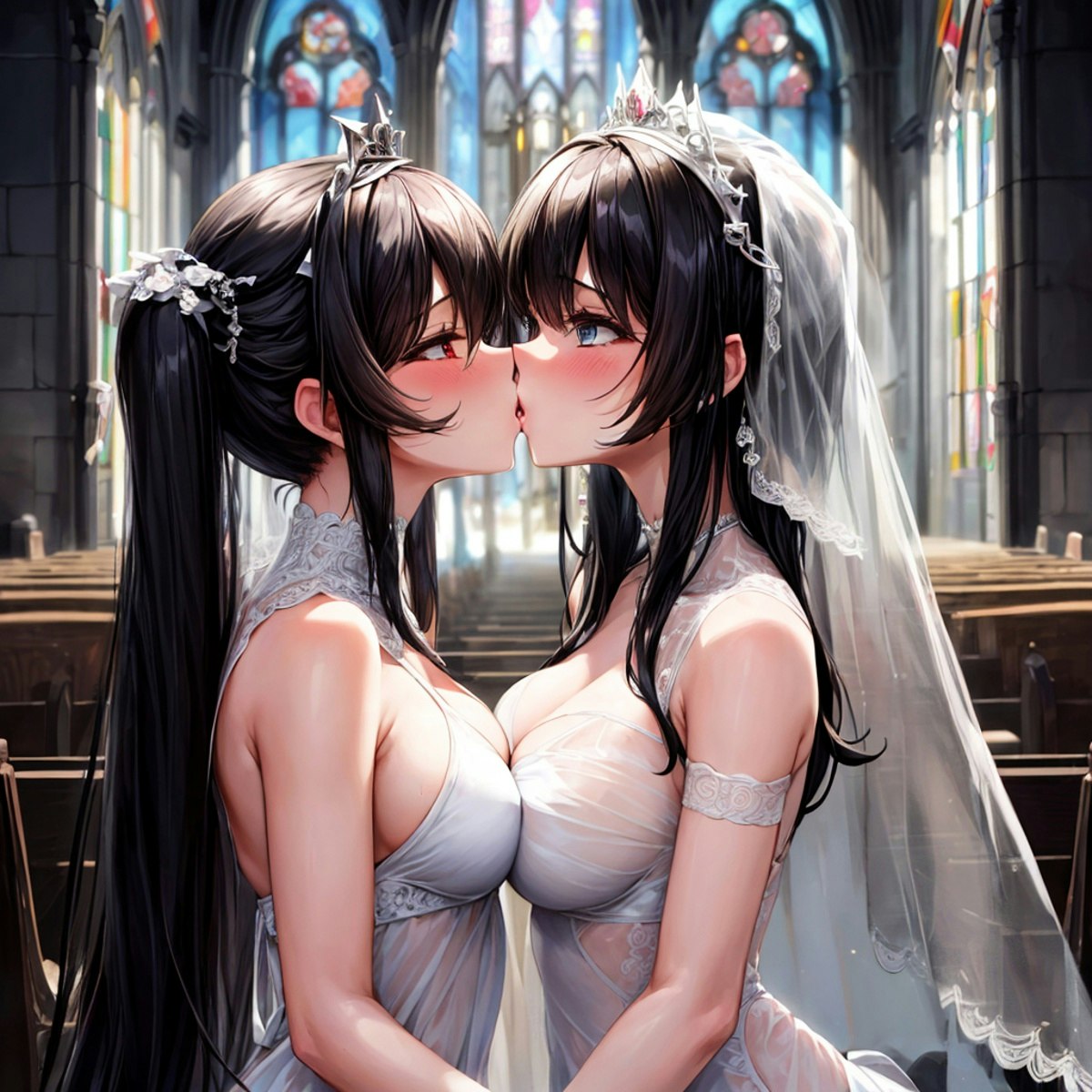 百合結婚キス | chichi-pui（ちちぷい）AIイラスト専用の投稿サイト