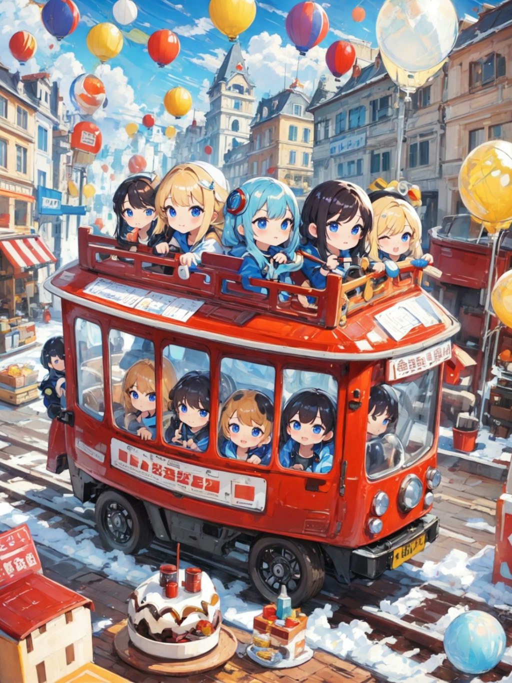 電車っぽいのに乗る女の子達