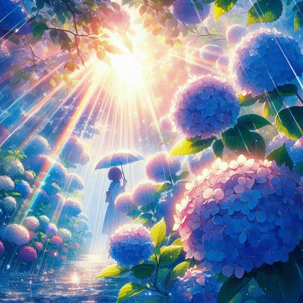 にわか雨と紫陽花