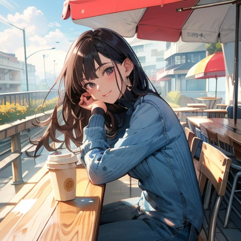 A girl on the cafe terrace 3