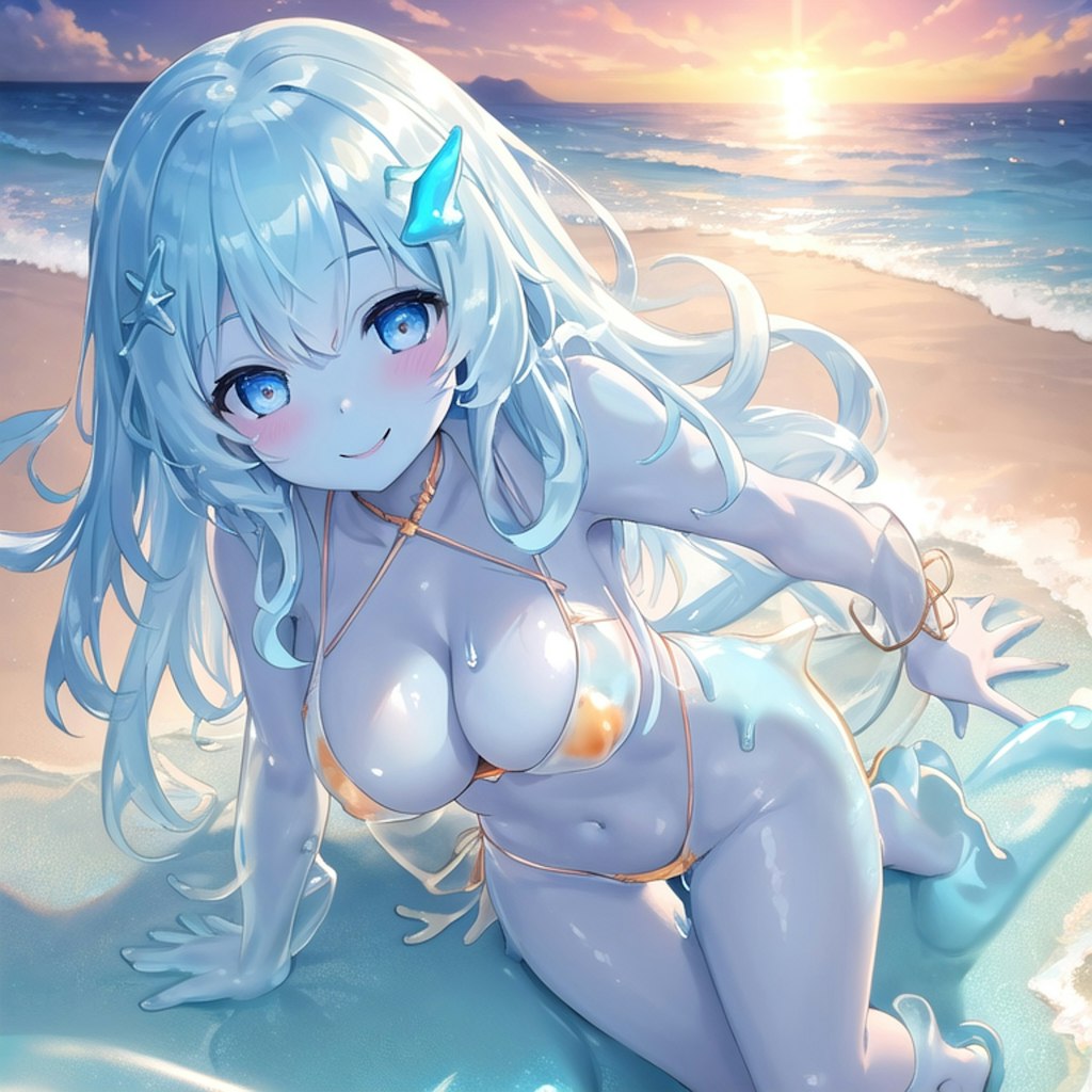 浜辺のスライム娘