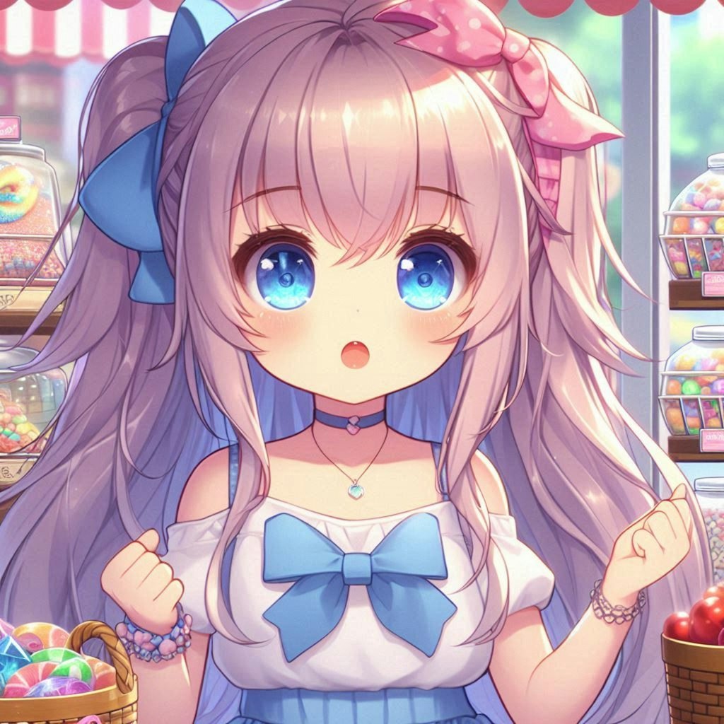 駄菓子屋で買い物をする小さな女の子