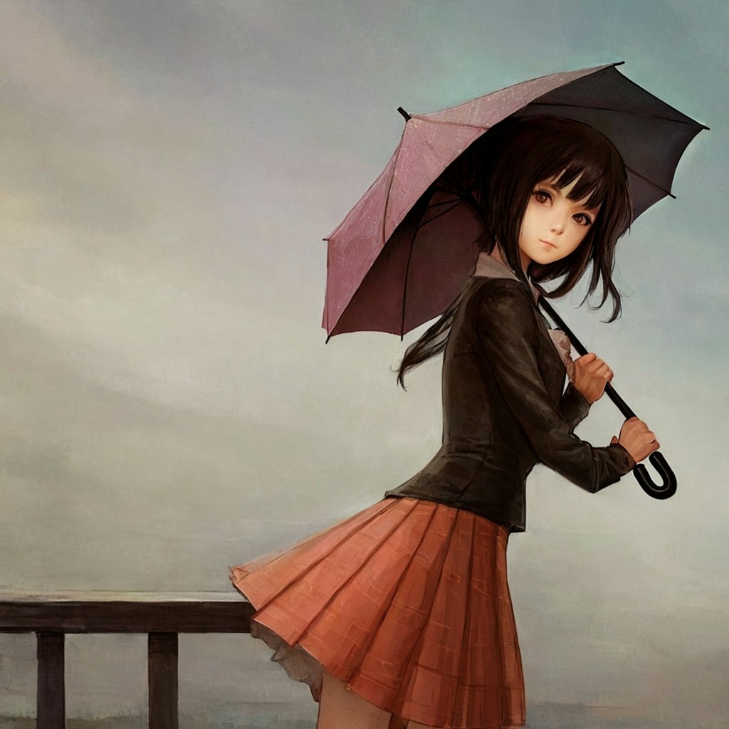 傘をさしている女の子