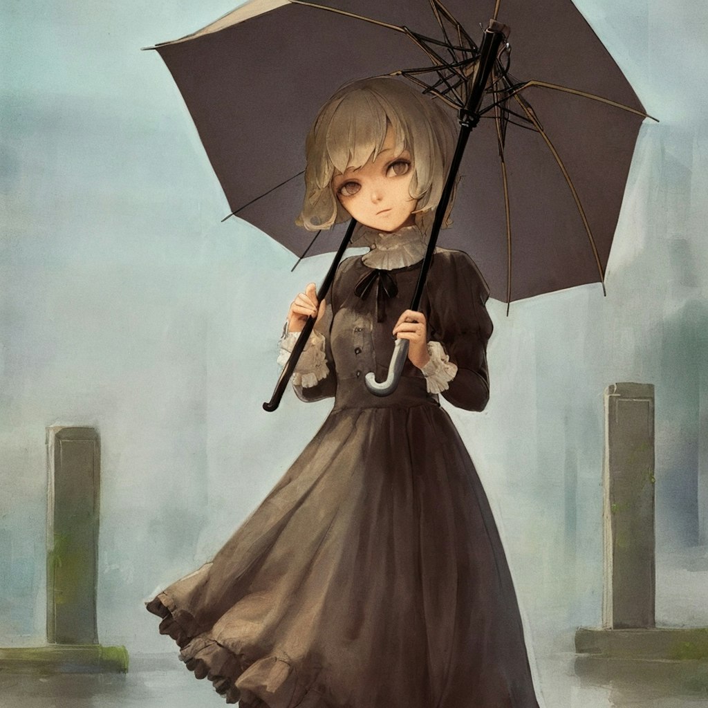 傘をさしている女の子