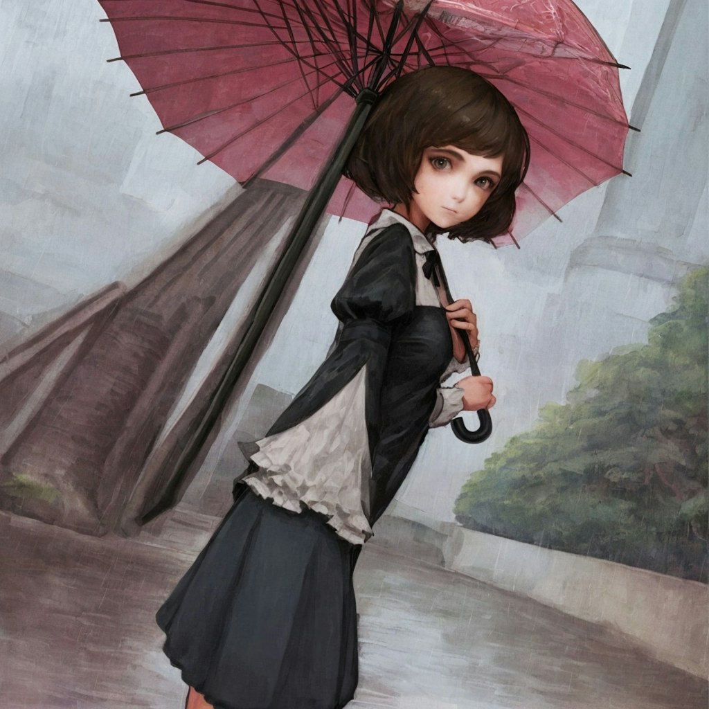 傘をさしている女の子