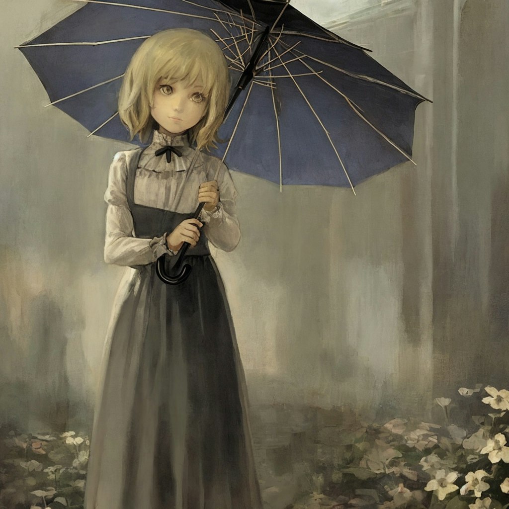 傘をさしている女の子