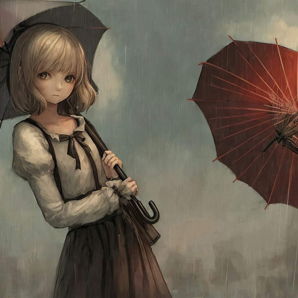 傘をさしている女の子