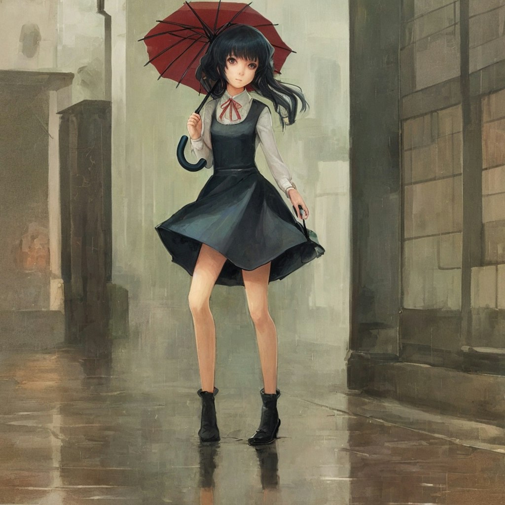 傘をさしている女の子