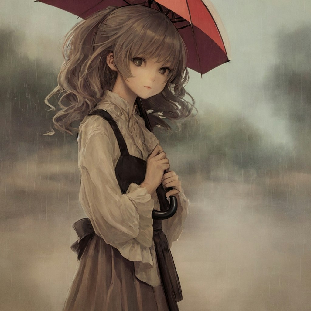 傘をさしている女の子