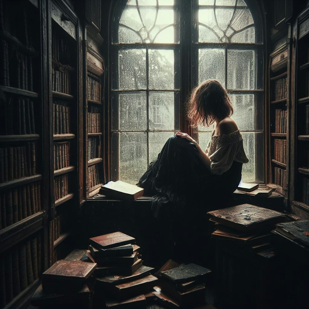 雨の日の図書館