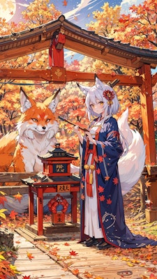 お狐様とお狐ちゃんの秋