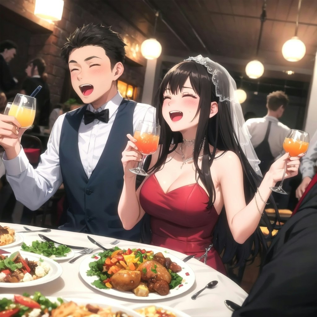 新婚夫婦を祝う夕食会