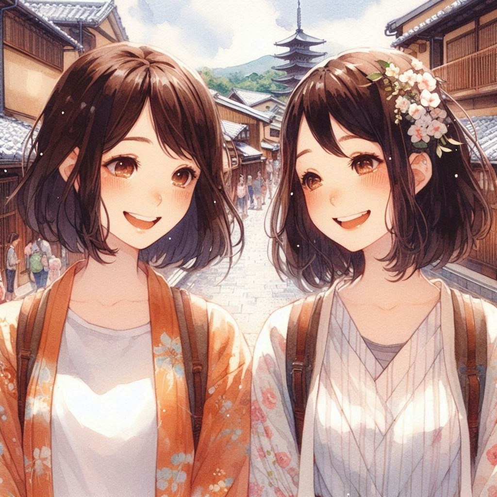 百合女の子達の京都観光💕♪・・着物はレンタルですｗｗ