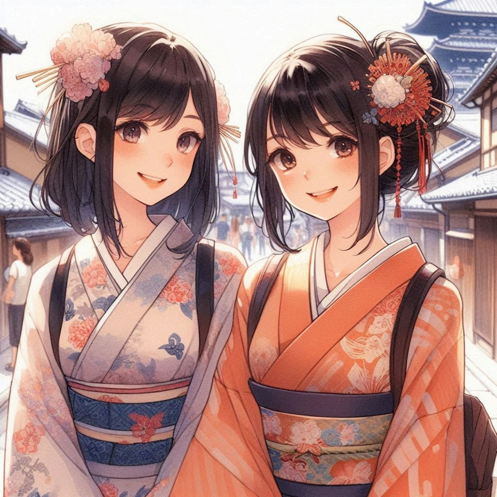 百合女の子達の京都観光💕♪・・着物はレンタルですｗｗ